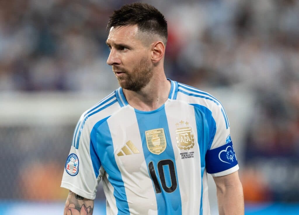 Argentina soccer player wearing the national team jersey during a match