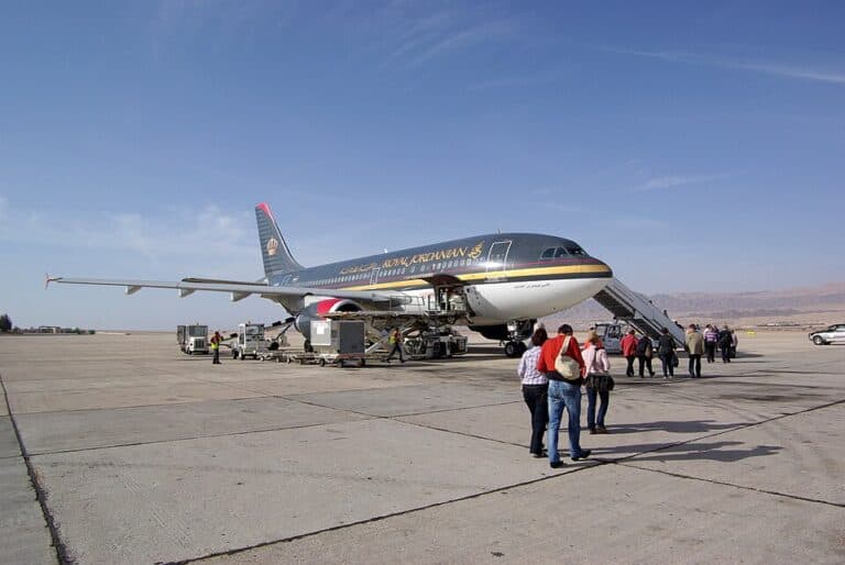 An Airbus aircraft at Aqaba Airport in Jordan.