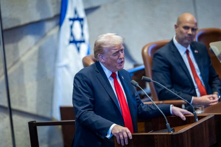 Trump speaking at Knesset