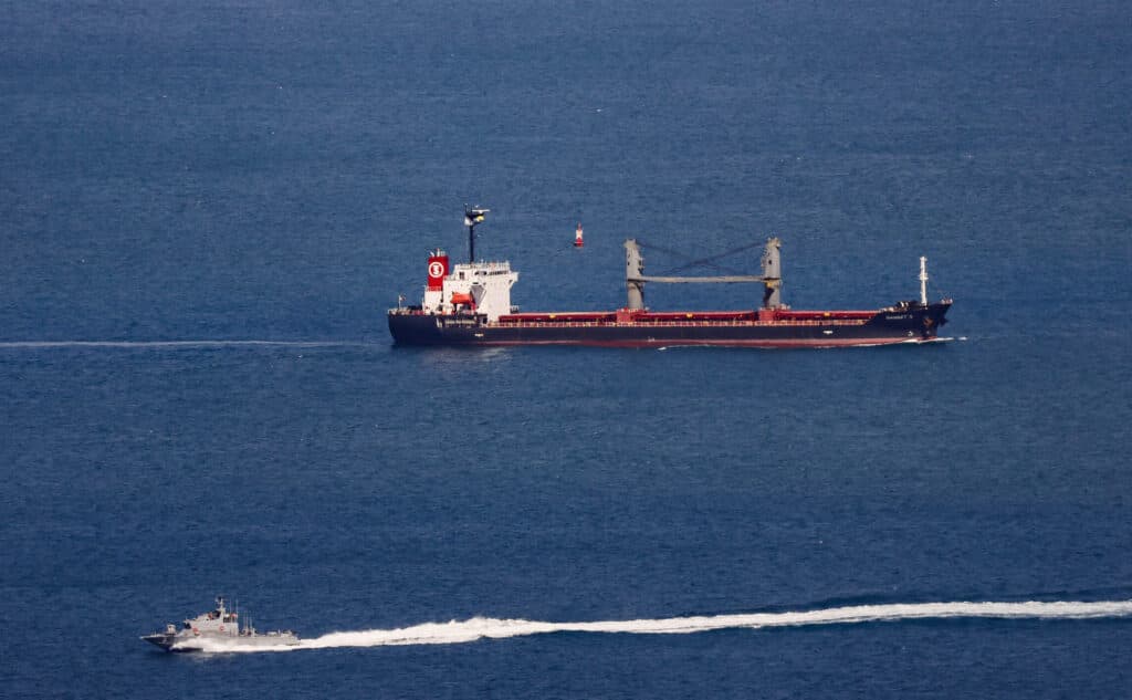 Large vessel sailing off the coast of Haifa