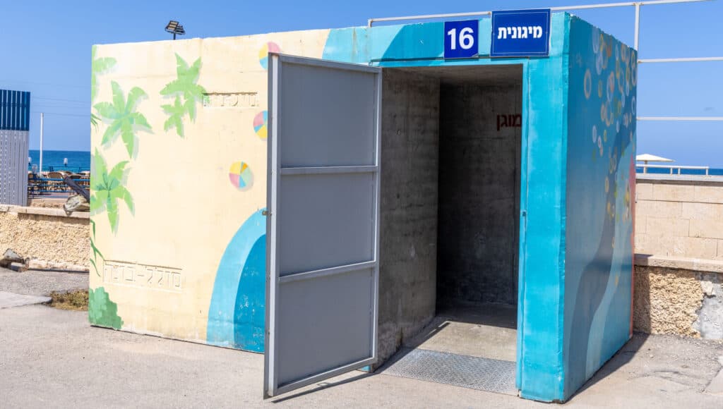 A small public shelter in Nahariya, northern Israel.
