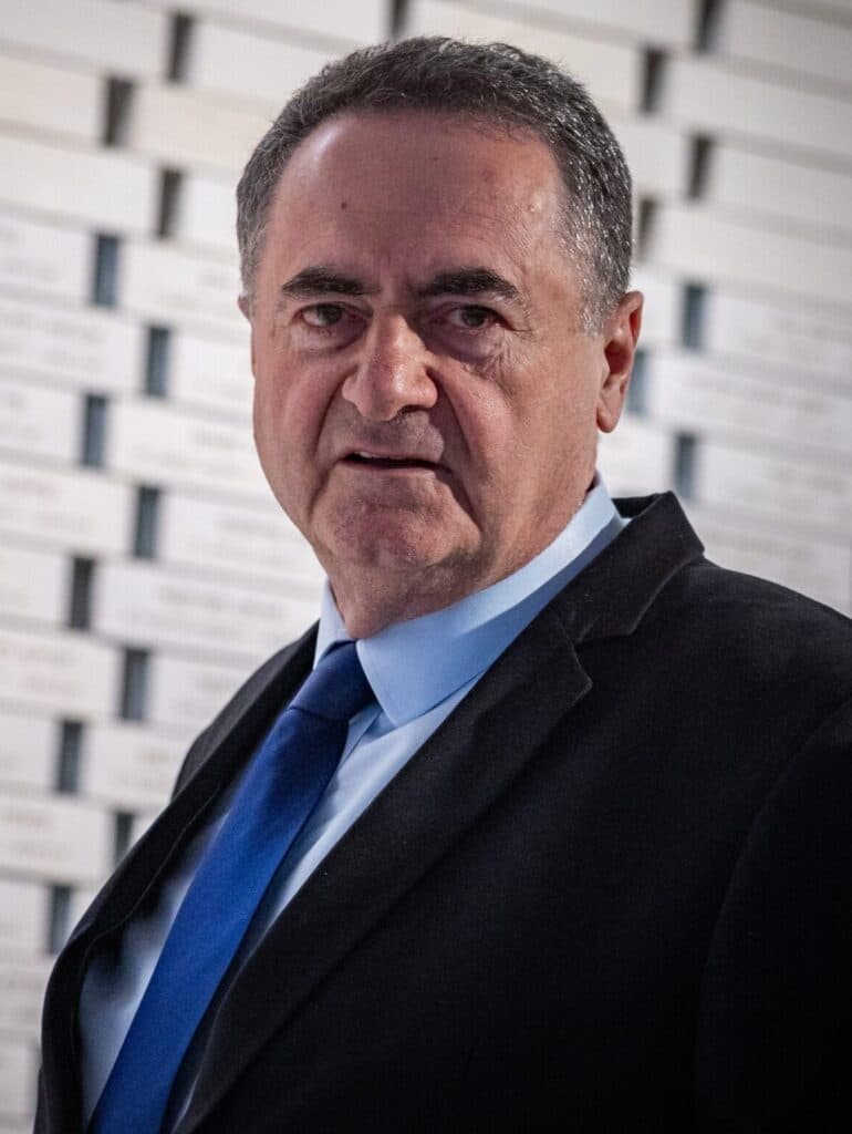 Defense Minister Israel Katz attends a ceremony at Mount Herzl Military Cemetery in Jerusalem.