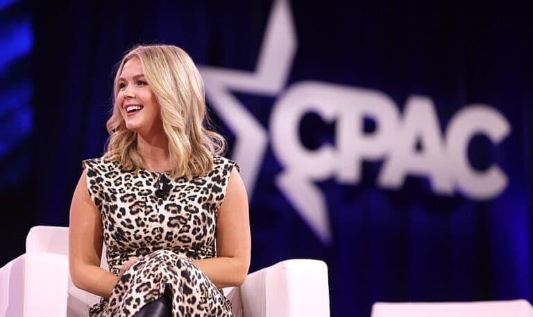 Karoline Leavitt speaking at CPAC.