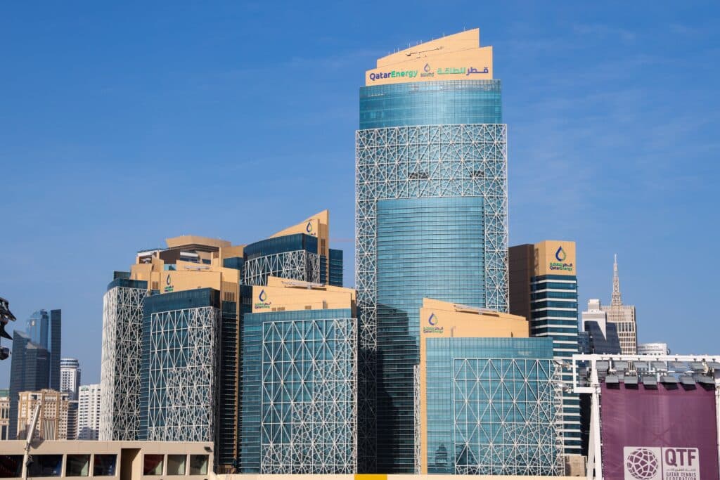 QatarEnergy headquarters and office towers in the Qatar Petroleum District in Doha.